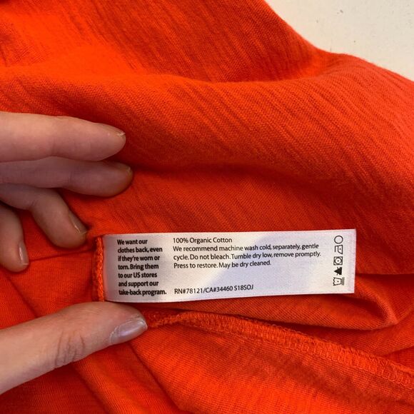 Eileen Fisher Organic Tee Womens S Small Solid Orange Mid Sleeve Stretch Shirt - Picture 8 of 10